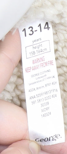 George Girls Ivory Hooded Parka Coat 13-14 Years Long Sleeve Lined