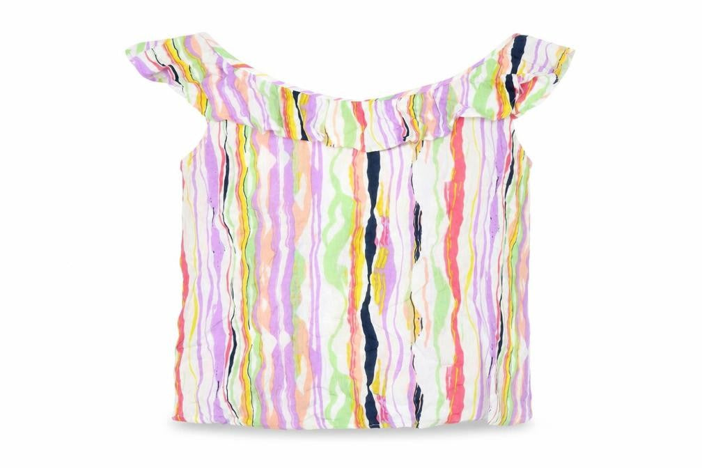 Cerulean Women’s Multicoloured Striped Ruffle Tank Top Size S Viscose