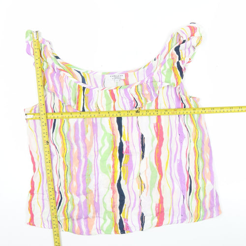 Cerulean Women’s Multicoloured Striped Ruffle Tank Top Size S Viscose
