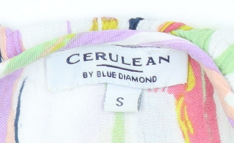 Cerulean Women’s Multicoloured Striped Ruffle Tank Top Size S Viscose