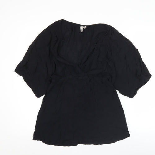 ASOS Women’s Black Wrap Kimono Sleeve Blouse Size 10