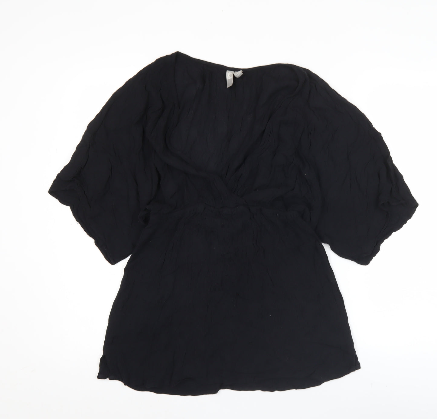 ASOS Women’s Black Wrap Kimono Sleeve Blouse Size 10