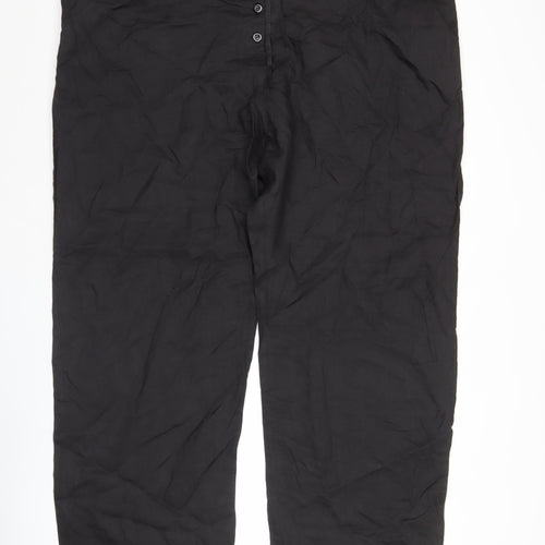 Mish Mash Women’s Black Wide-Leg Linen Blend Trousers Size 26