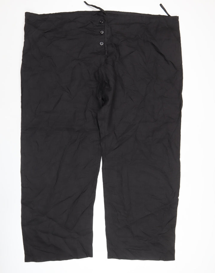 Mish Mash Women’s Black Wide-Leg Linen Blend Trousers Size 26