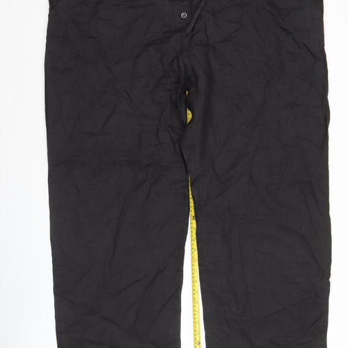 Mish Mash Women’s Black Wide-Leg Linen Blend Trousers Size 26