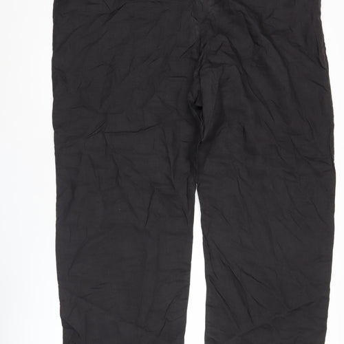 Mish Mash Women’s Black Wide-Leg Linen Blend Trousers Size 26
