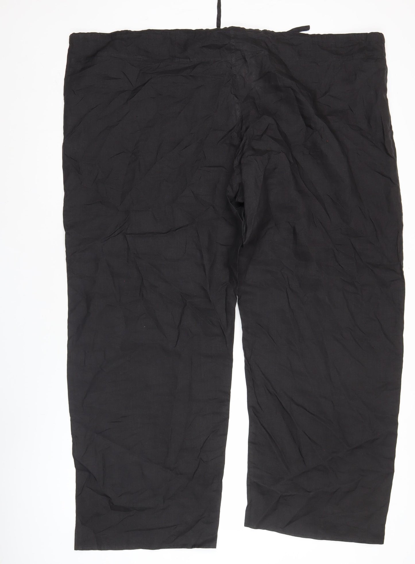 Mish Mash Women’s Black Wide-Leg Linen Blend Trousers Size 26