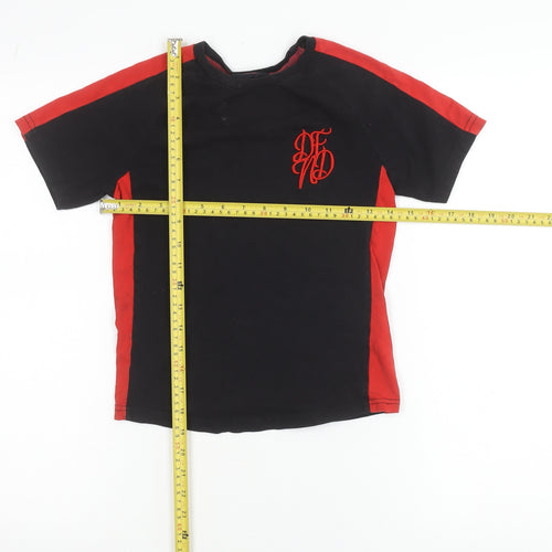 DFND Boys Black Red Colourblock Logo Crew Neck T-Shirt 7-8 Years