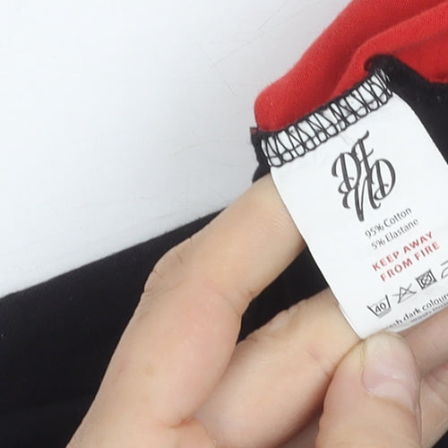 DFND Boys Black Red Colourblock Logo Crew Neck T-Shirt 7-8 Years