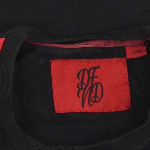 DFND Boys Black Red Colourblock Logo Crew Neck T-Shirt 7-8 Years
