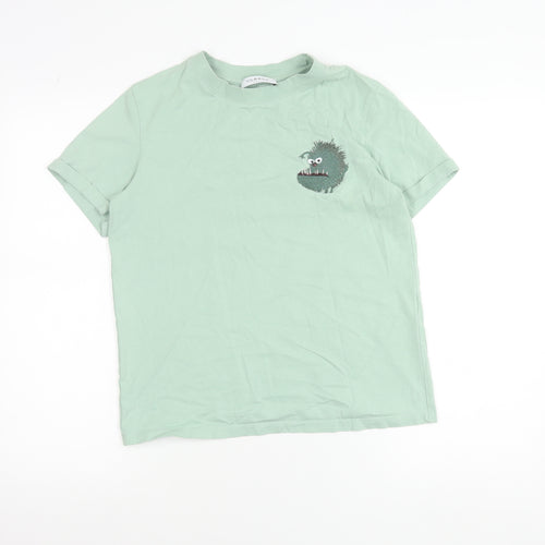 V Grass Studio Boys Green Minions Embroidered Cotton T-Shirt Size 12