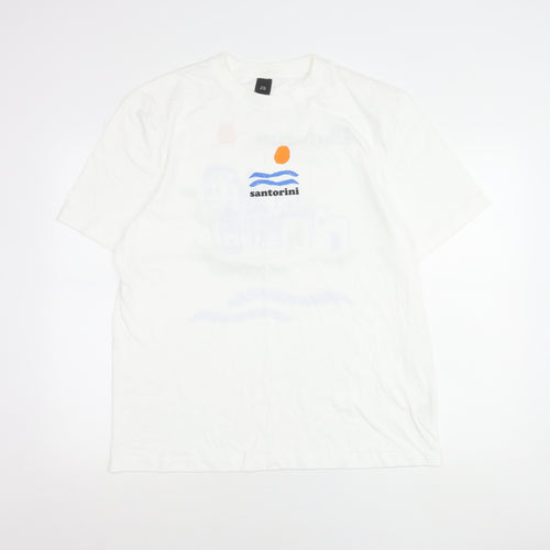 River Island Men White L Santorini Holiday Graphic T-Shirt