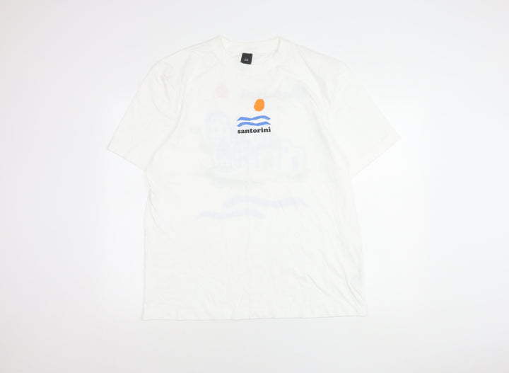 River Island Men White L Santorini Holiday Graphic T-Shirt