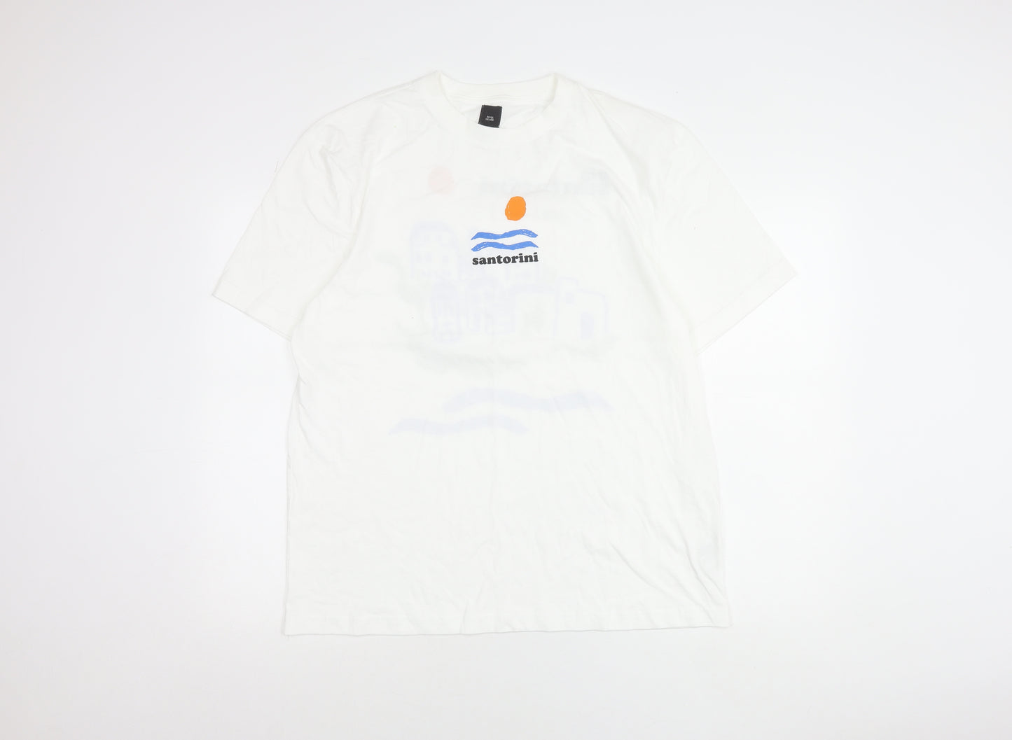 River Island Men White L Santorini Holiday Graphic T-Shirt