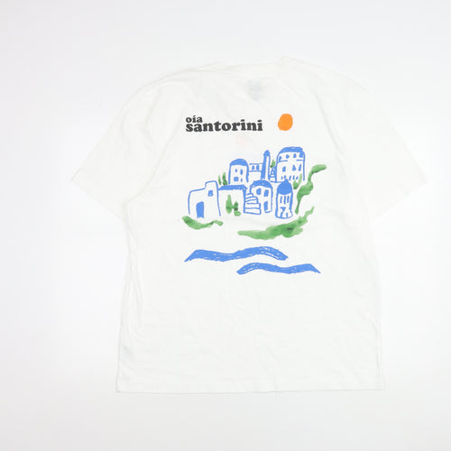 River Island Men White L Santorini Holiday Graphic T-Shirt