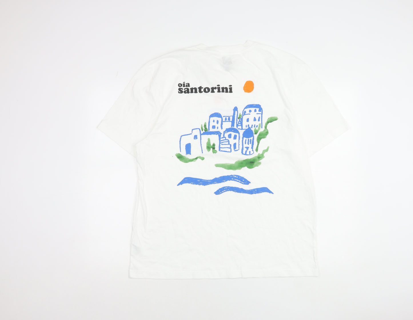 River Island Men White L Santorini Holiday Graphic T-Shirt
