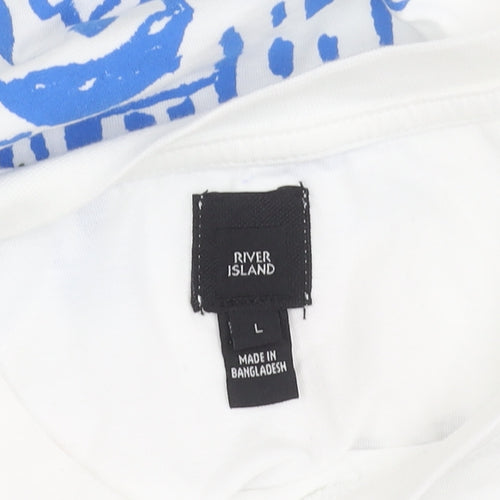 River Island Men White L Santorini Holiday Graphic T-Shirt
