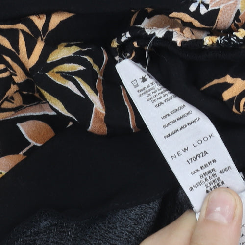 New Look Tall Womens Black Floral Midi Dress Size 12 A-Line