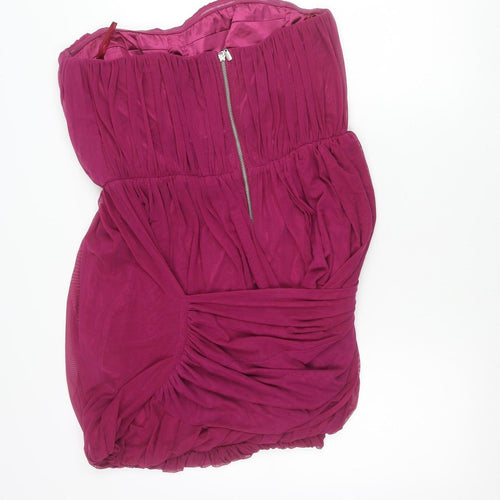 Next Women’s Pink Strapless Ruched Bodycon Dress Size 16