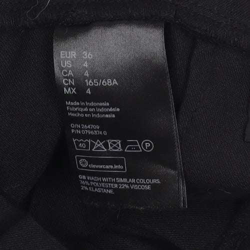 H&M Womens Black Size 8 Paperbag Belted Tapered Trousers