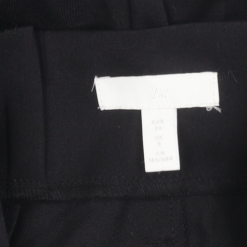 H&M Womens Black Size 8 Paperbag Belted Tapered Trousers
