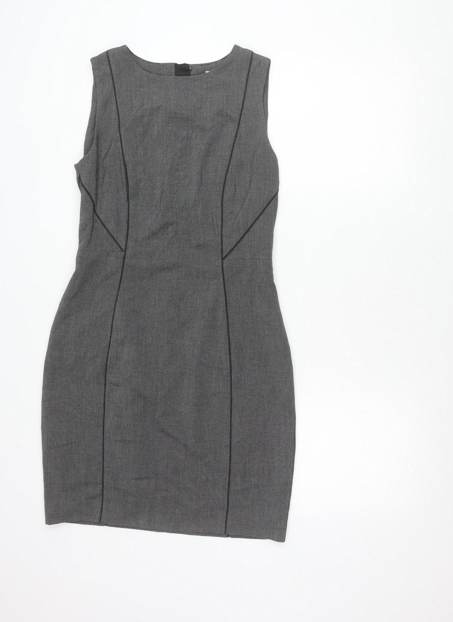 H&M Women’s Grey Sleeveless Sheath Dress UK 12 Workwear Business