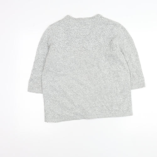 Damart Women’s Grey Floral Embroidered V-Neck Knit Jumper Size 10/12