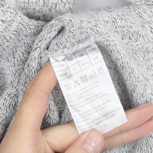 Damart Women’s Grey Floral Embroidered V-Neck Knit Jumper Size 10/12