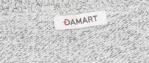 Damart Women’s Grey Floral Embroidered V-Neck Knit Jumper Size 10/12