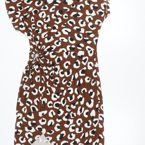 Dorothy Perkins Women’s Brown Animal Print Strapless Bodycon Dress UK 8