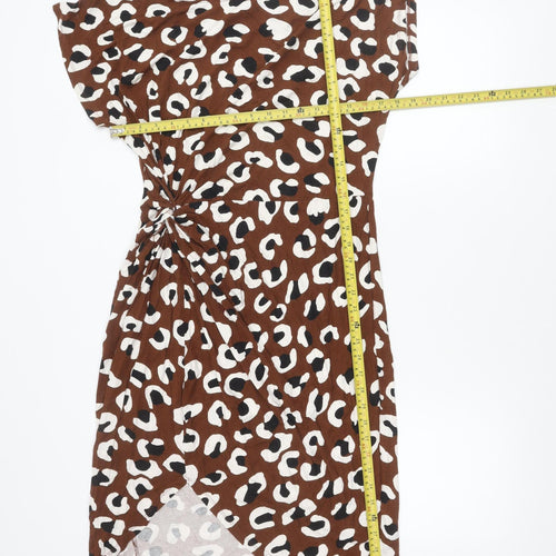 Dorothy Perkins Women’s Brown Animal Print Strapless Bodycon Dress UK 8