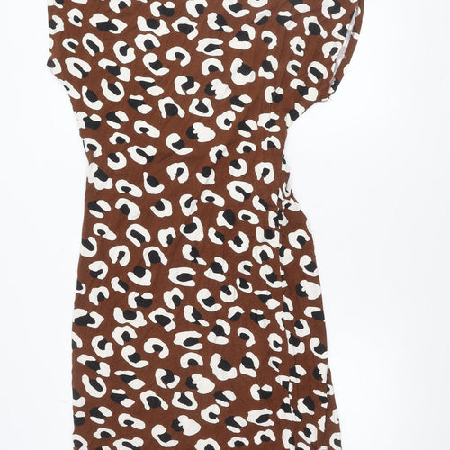 Dorothy Perkins Women’s Brown Animal Print Strapless Bodycon Dress UK 8