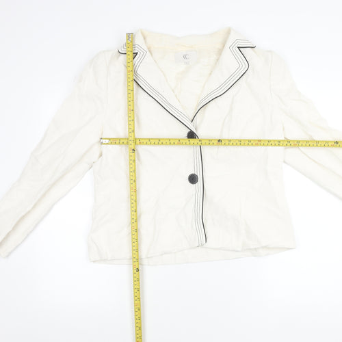 CC Women White Size 16 Linen Blend Tailored Suit Jacket