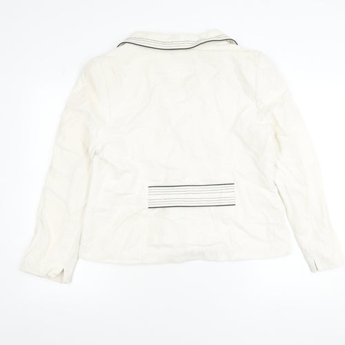 CC Women White Size 16 Linen Blend Tailored Suit Jacket