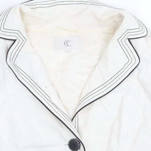 CC Women White Size 16 Linen Blend Tailored Suit Jacket
