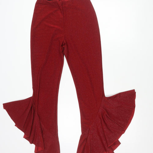 New Look Women’s Red Flared Ruffle Party Trousers Size 8