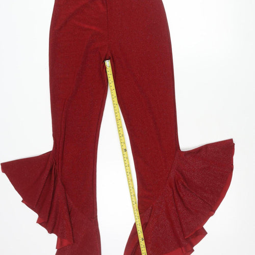New Look Women’s Red Flared Ruffle Party Trousers Size 8