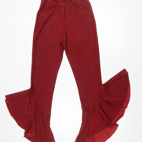 New Look Women’s Red Flared Ruffle Party Trousers Size 8