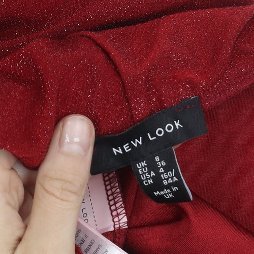 New Look Women’s Red Flared Ruffle Party Trousers Size 8