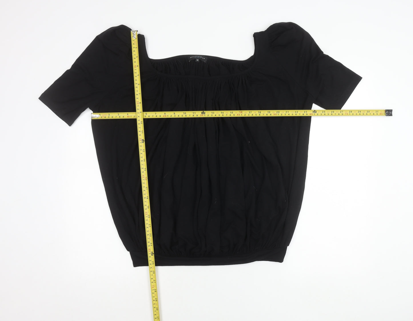 Betty Jackson Studio Womens Black Size 14 Square Neck Tunic Blouse