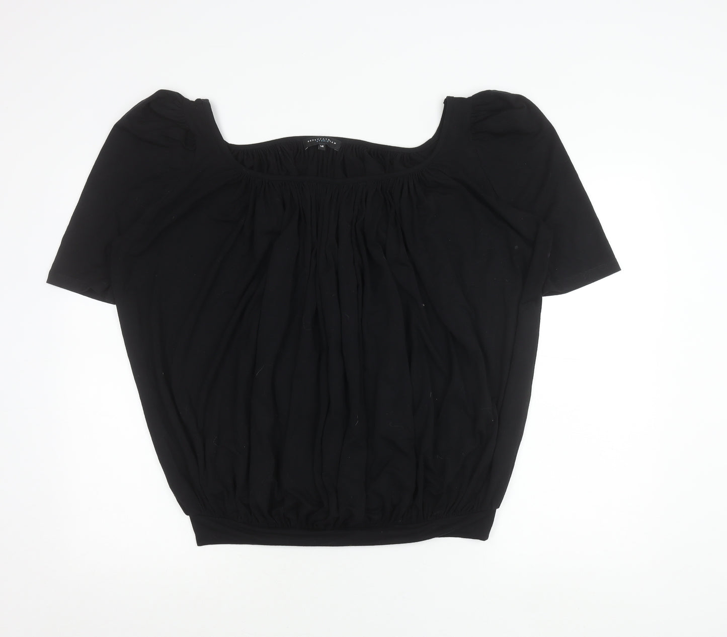 Betty Jackson Studio Womens Black Size 14 Square Neck Tunic Blouse