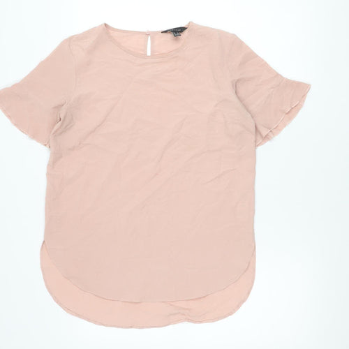 New Look Women Pink Size 10 Short Sleeve Blouse Polyester Top