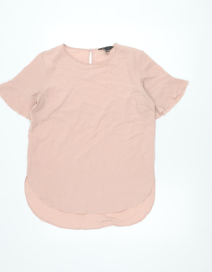 New Look Women Pink Size 10 Short Sleeve Blouse Polyester Top