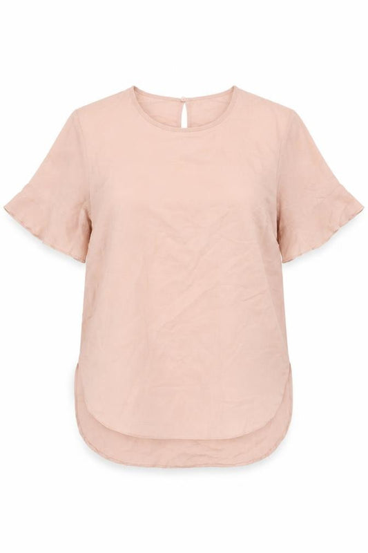 Front view of New Look Women Pink, size 10, Short Sleeve Blouse Polyester Top