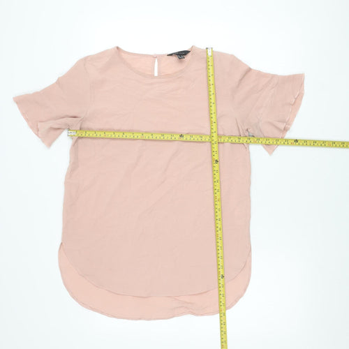 New Look Women Pink Size 10 Short Sleeve Blouse Polyester Top