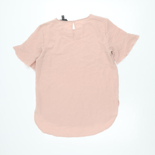 New Look Women Pink Size 10 Short Sleeve Blouse Polyester Top
