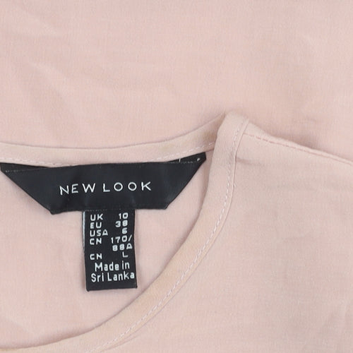 New Look Women Pink Size 10 Short Sleeve Blouse Polyester Top