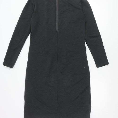Thought Womens Black Shift Dress Size 10 Long Sleeve Cotton Blend