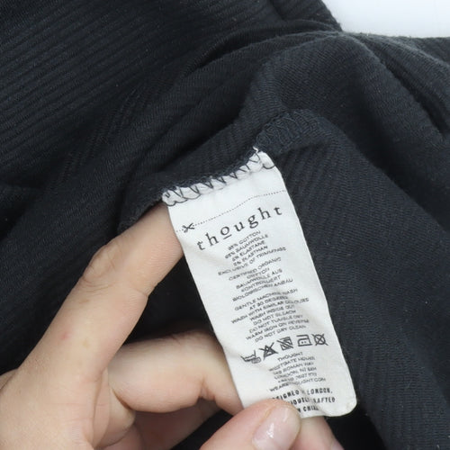 Thought Womens Black Shift Dress Size 10 Long Sleeve Cotton Blend