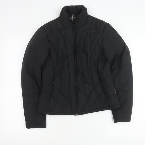 Marks and Spencer Women Black Puffer Jacket S Polyester Quilted Zip
